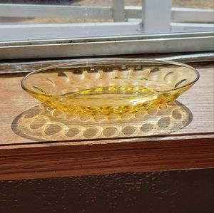 Vtg Thumb Print Amber Glass Banana Split Boat Dish Bowl Asparagus Relish